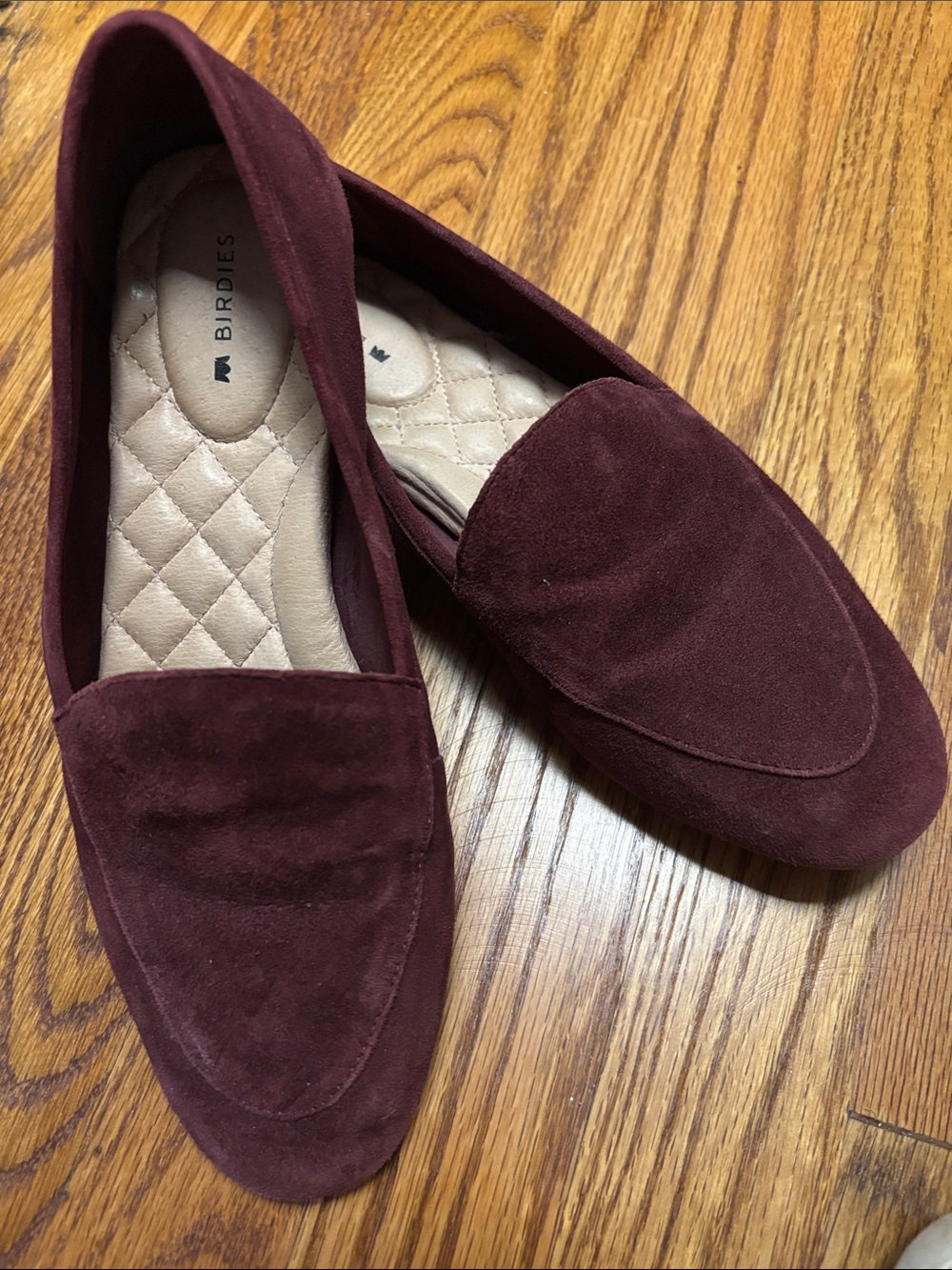 Birdies Burgundy Suede Slip-On Loafers